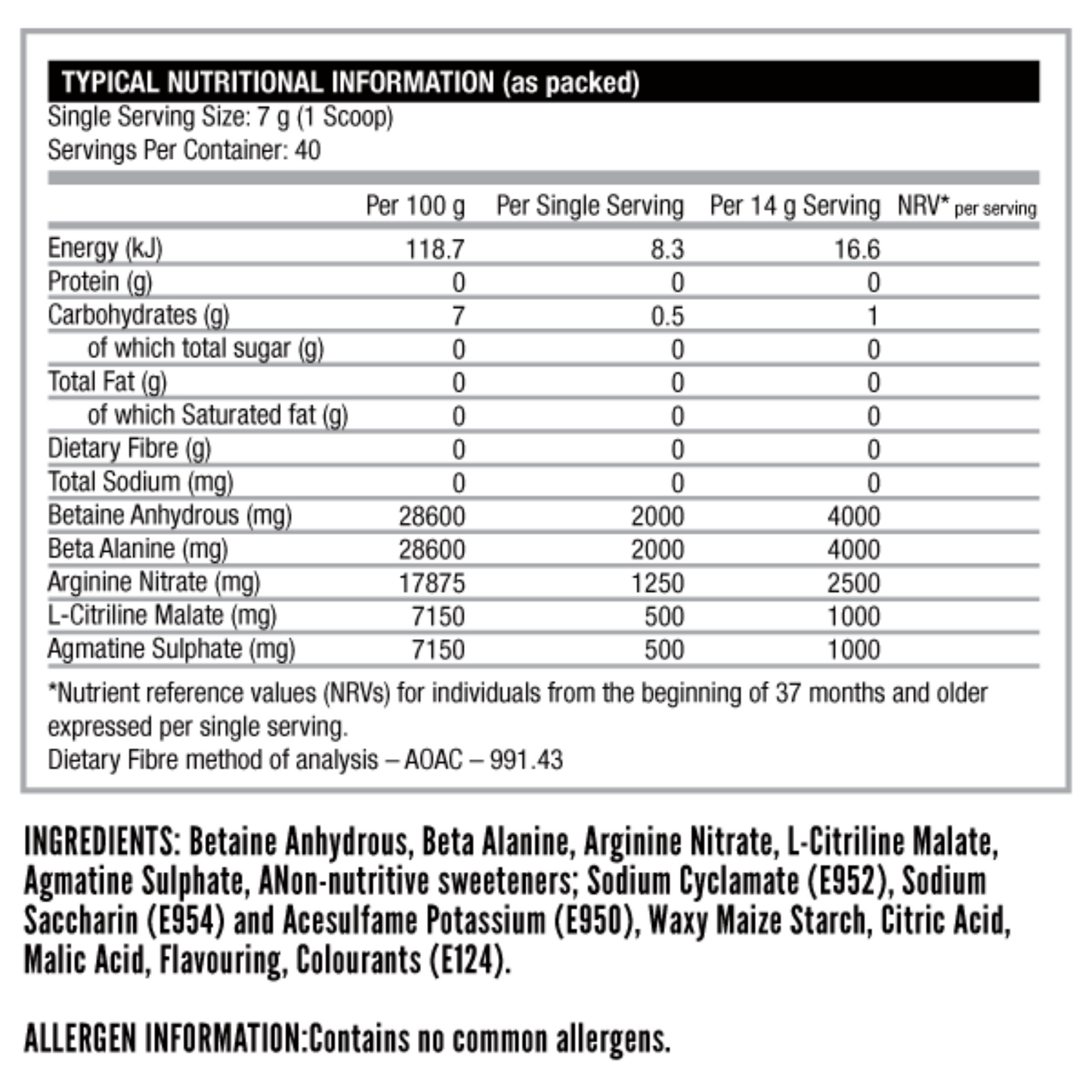 Vaso No3 Pre-Workout