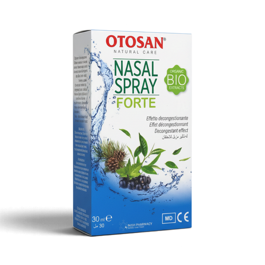 Protein House Otosan Nasal Spray Forte with organic plant extracts in a 30ml bottle for natural decongestant relief.