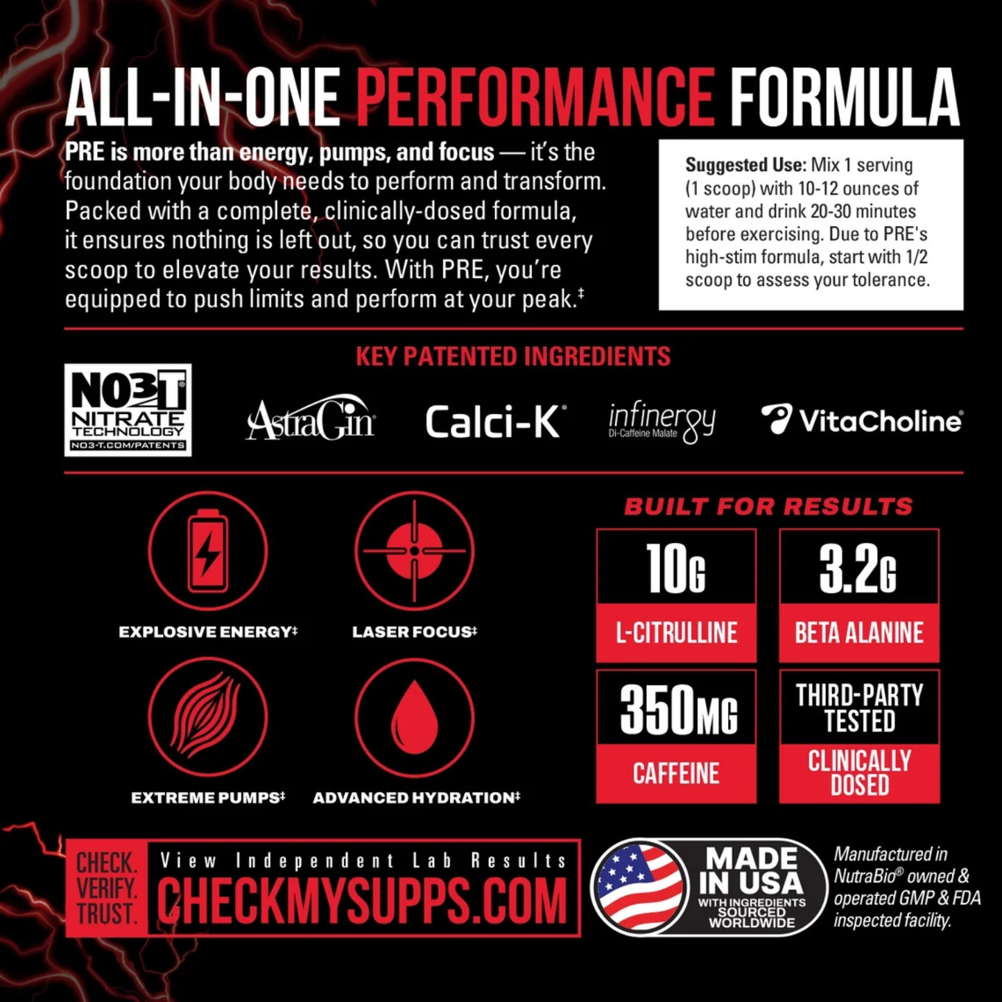 NutraBio PRE Workout 621g