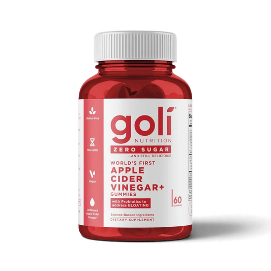 Protein House Goli Nutrition zero sugar apple cider vinegar gummies bottle with probiotic blend and vitamin B12