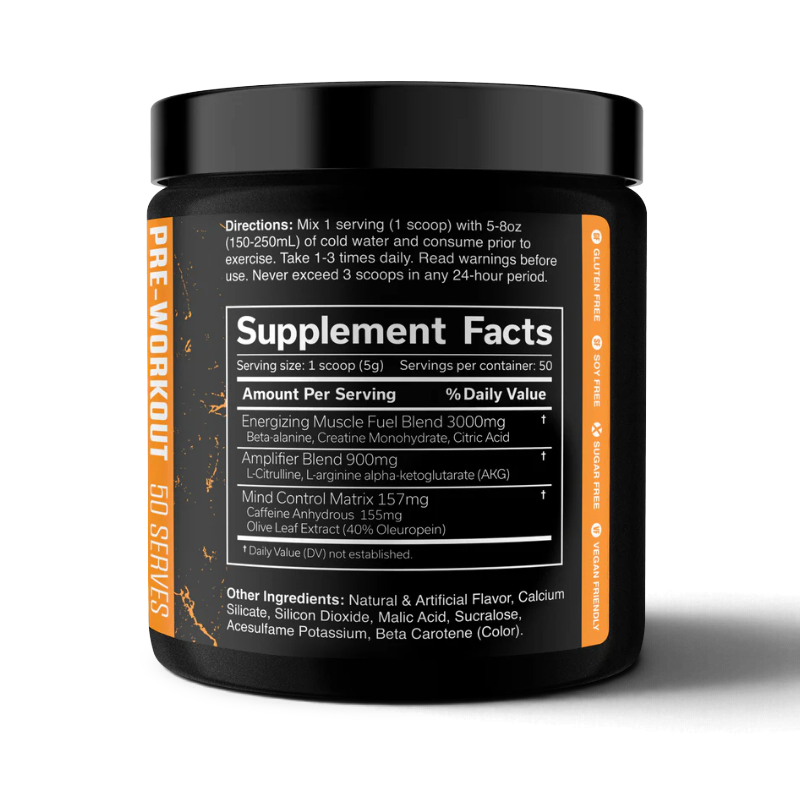 Protein House The Curse pre-workout supplement tub showing nutrition facts and ingredients label on black packaging