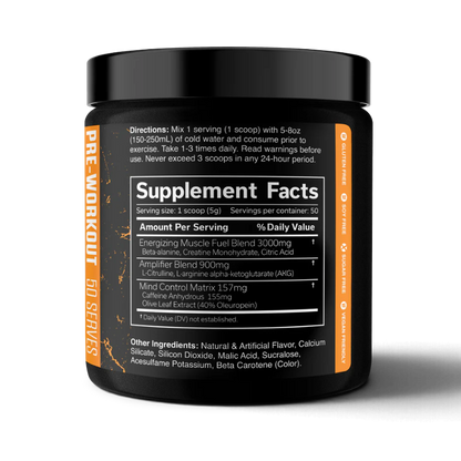 Protein House The Curse pre-workout supplement tub showing nutrition facts and ingredients label on black packaging