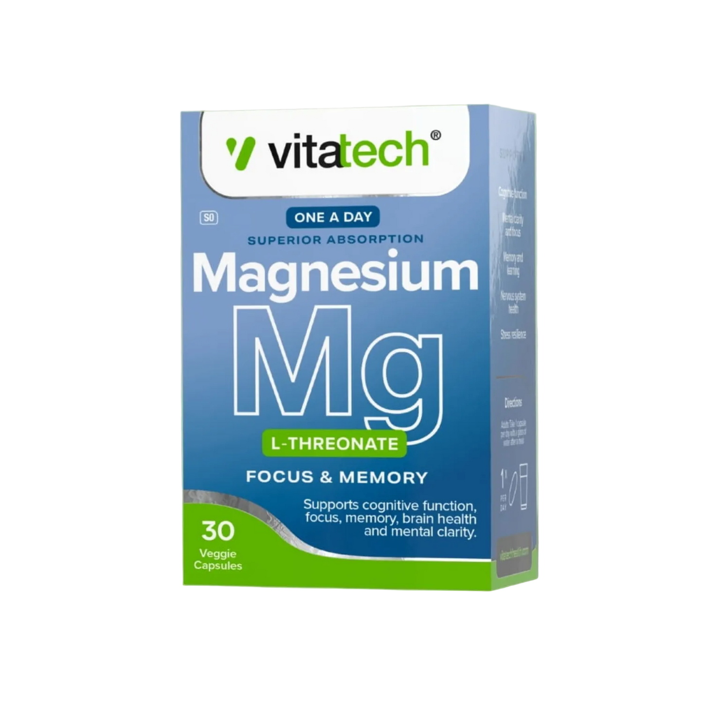 Magnesium L-Threonate [30 Veggie Capsules]