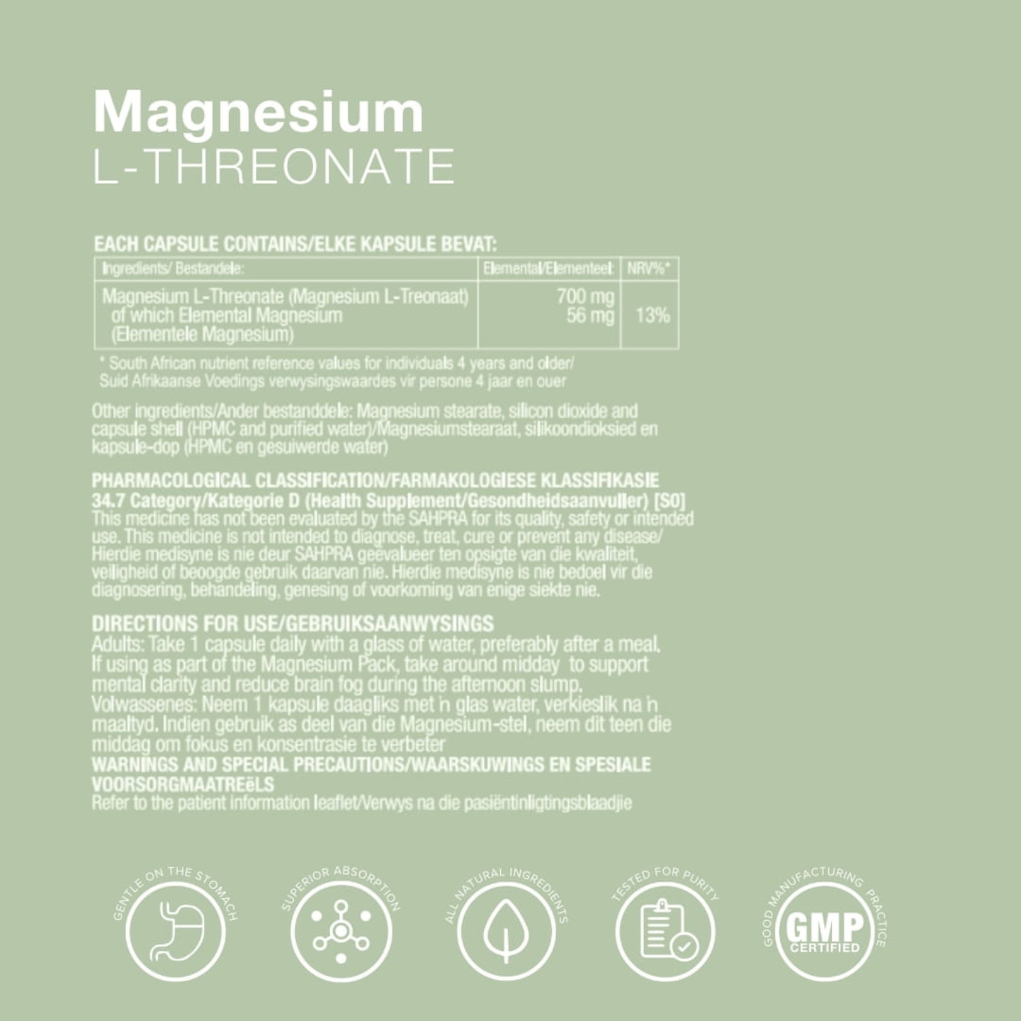 Magnesium L-Threonate [30 Veggie Capsules]